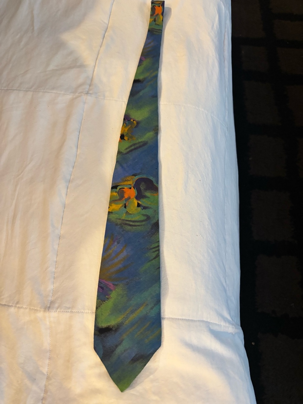 Men's Blue Floral Silk Tie - by Wembley
